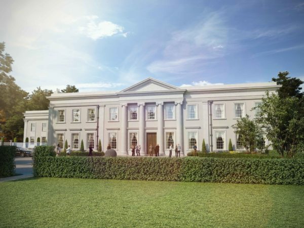 A view of the imposing front elevation of Northcote House at Sunningdale